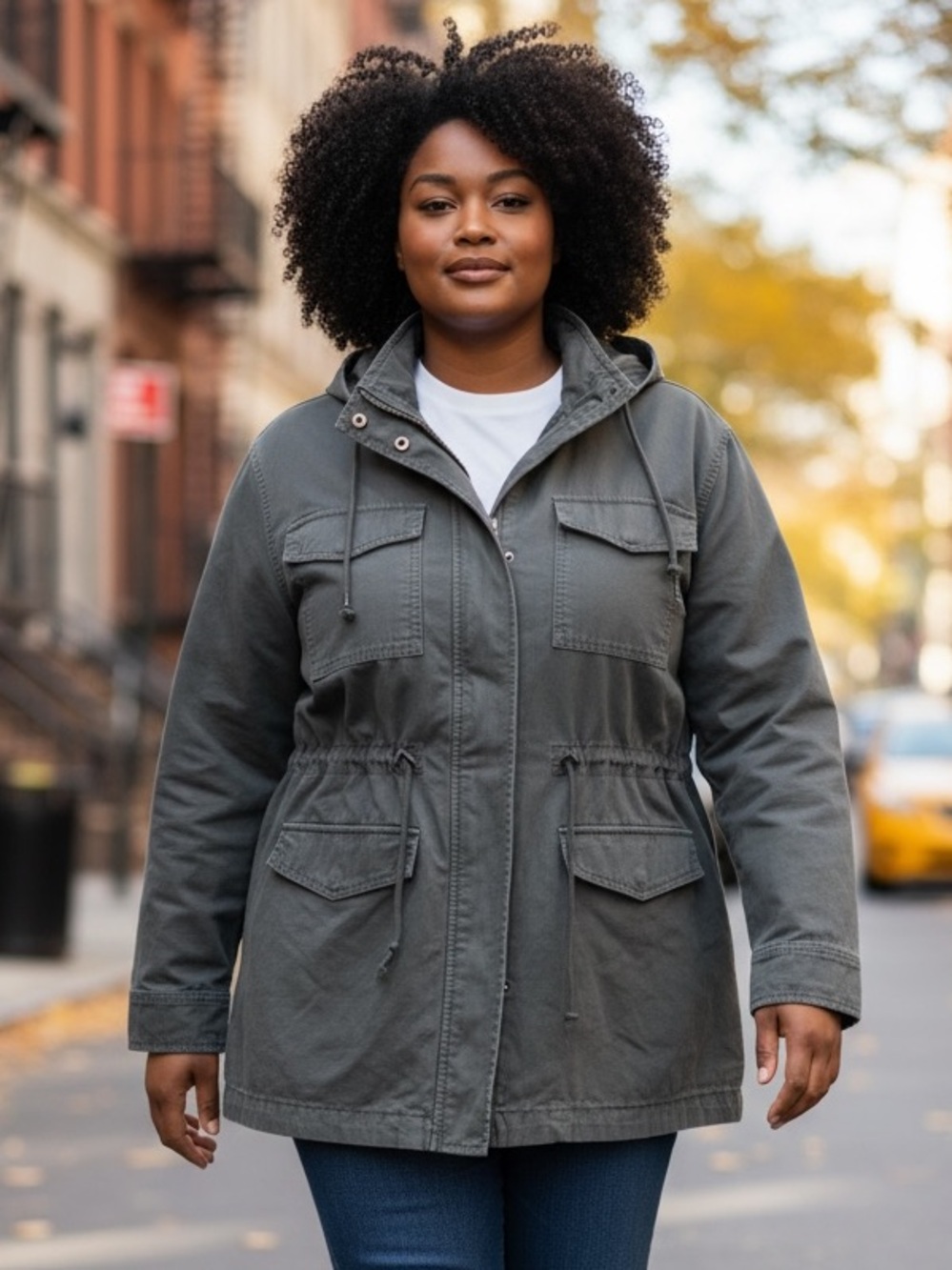 Women’s Hooded Field Jacket - Blue-Gray XXL